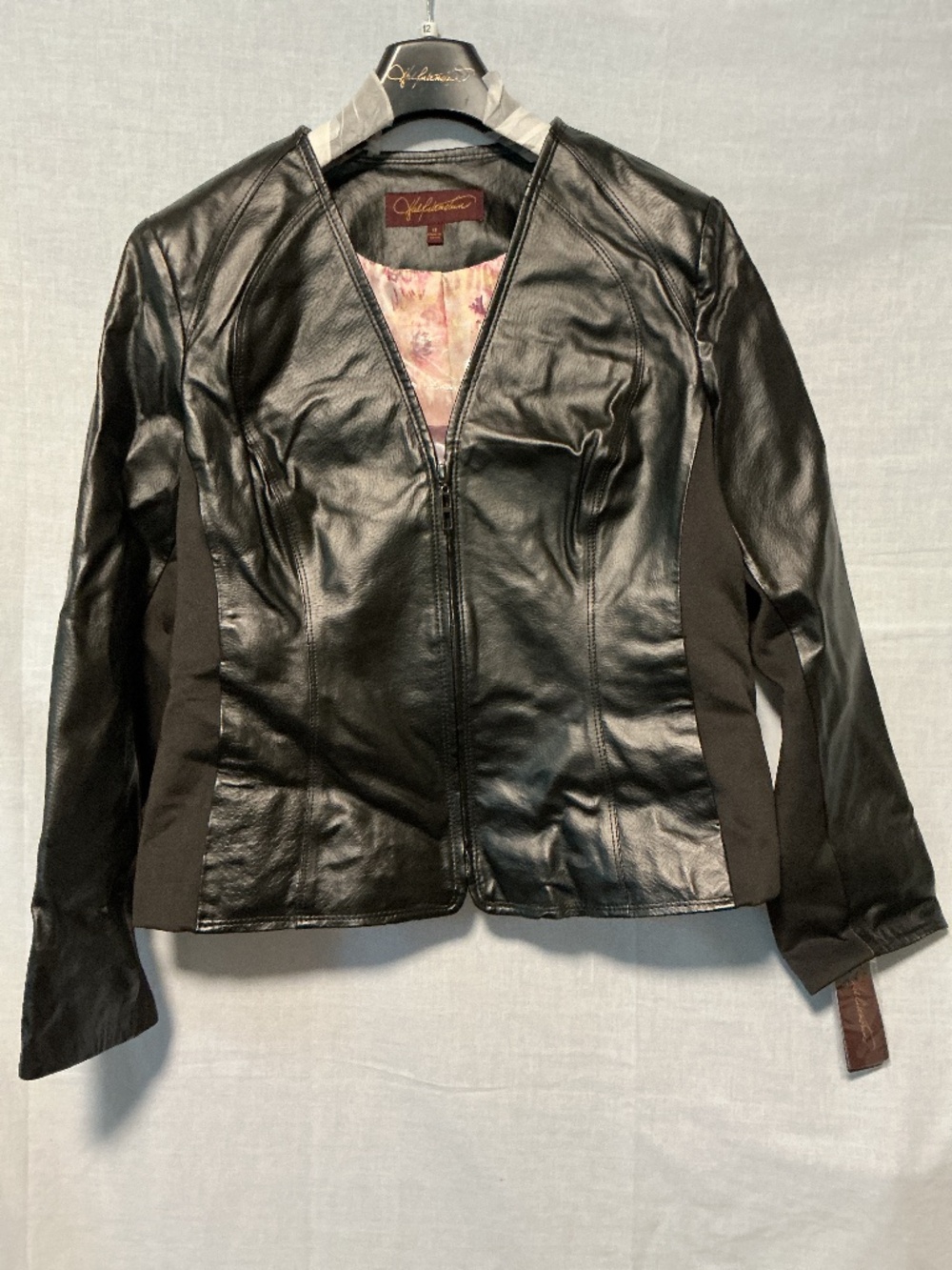 Hal Rubenstein Black Leather Cropped Womens Jacket NWT Size 12